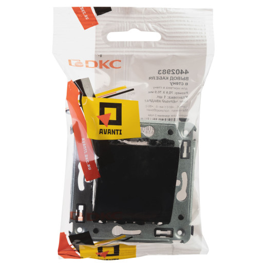 Вывод кабеля из стены, Avanti, черный квадрат