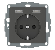 Schneider Electric Merten SM Aquain IP44 Антрацит Розетка Schuko с 2 USB c зарядным устройством 2,4 A