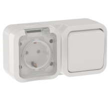 TORS Блок розетка + выключ. гор. 16А IP55 TS342 белый IEK