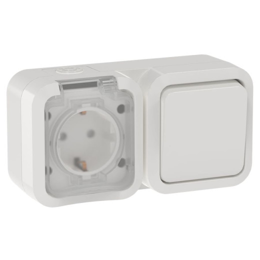 TORS Блок розетка + выключ. гор. 16А IP55 TS342 белый IEK