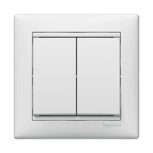 Выключатель двухклавишный - Legrand Valena - 10А 250В схема 5 безвинтовые зажимы - белый
