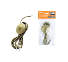 TDM Шнур с ножным выключателем и плоской вилкой ШУН01В ШВВП 2х0,75мм2 3,5м. бронза