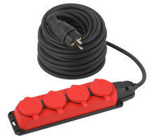 ЭРА Удлинитель силовой UK-4e-3x1,5-30m-IP44(KG) с заземлением 4 розетки каучук 30м КГ 3х1,5мм2 IP44