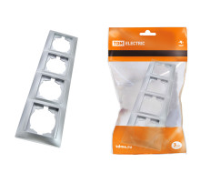 TDM Рамка 4-х постовая горизонтальная серебр. металлик 