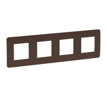 Schneider Electric Unica Studio Шоколад/Белая Рамка 4-ная