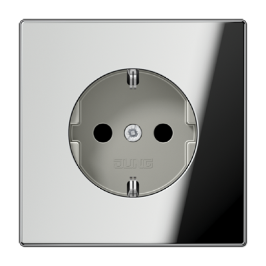 Штепсельная розетка SCHUKO 16А / 250В с защитными шторками, пружинные зажимы, металл, хром, GCR