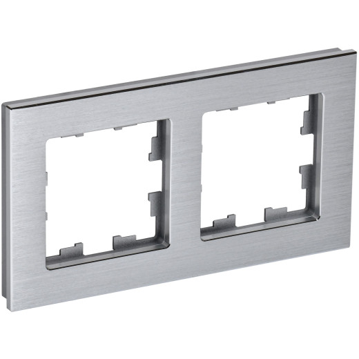 BRITE Рамка 2-мест. РУ-2-1-БрА металл алюм. IEK