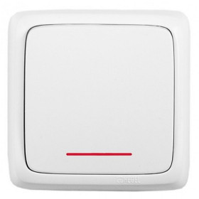 Hegel Альфа наруж Белый ВА16-112 Выключатель 1-клавишный с индикацией