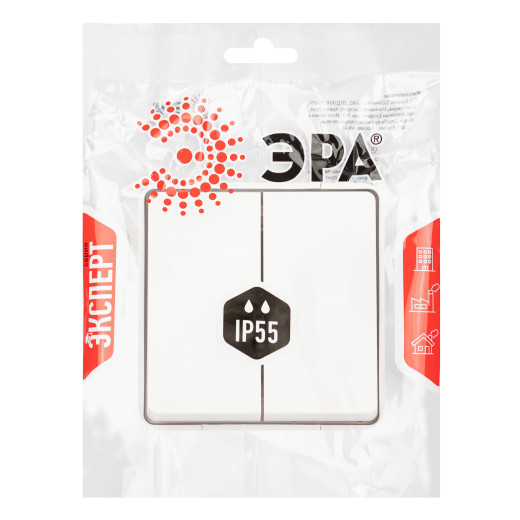 Переключатель ЭРА Эксперт 11-1506-01 двойной IP55 10АХ-250В ОУ белый