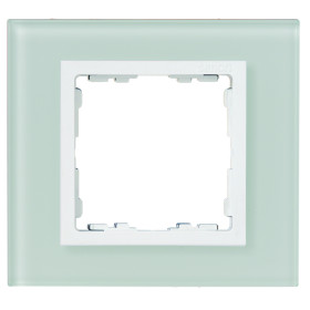 Simon 82 Centr. Натуральный/Белый (стекло) Рамка с суппортом на 5 узких модулей