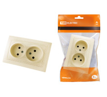 TDM Розетка двойная 2П 10А 250В сл. кость 