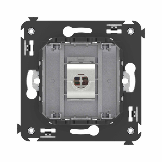 Компьютерная розетка RJ-45 без шторки в стену, кат.6А одинарная экранированная, Avanti, закаленная сталь
