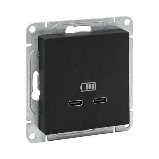 Механизм розетки USB-C - 2шт, чёрный Эпика EKF