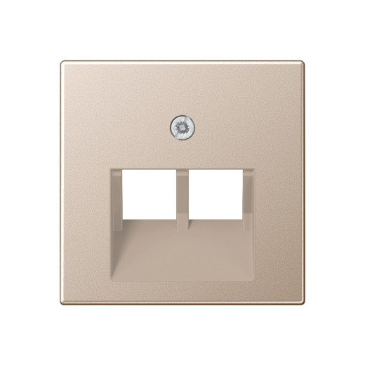 Крышка для сдвоенных телефонных и компьютерных розеток (UAE), фиксация винтом, термопласт, шампань, A500