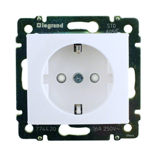 Розетка с заземлением - Legrand Valena - со шторками 16А 250В винтовые зажимы - белый