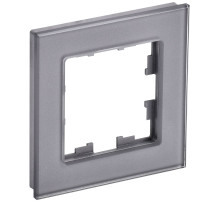 IEK BRITE DECOR Серый глянец стекло Рамка 1-мест. РУ-1-2-БрСе