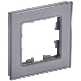 IEK BRITE DECOR Серый глянец стекло Рамка 1-мест. РУ-1-2-БрСе
