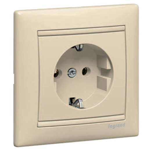 Розетка с заземлением - Legrand Valena - с лицевой панелью и рамкой в сборе 16А 250В винтовые зажимы - слоновая кость