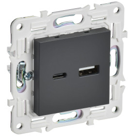 IEK SKANDY Титан Розетка USB A+C 3,1А SK-R14T