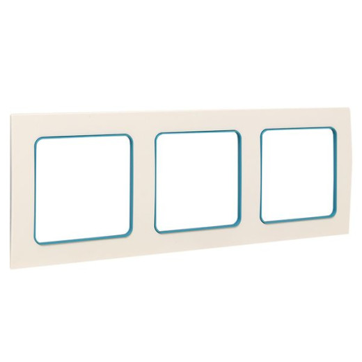 Стокгольм Рамка 3-местная белая с линией цвета синий EKF PROxima