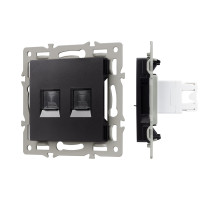 Arlight Механизм компьютерной розетки двойной SCT-MPC2-PL-BK (RJ-45, CAT6) (-)