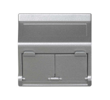 Simon Алюминий Адаптер наклонный со шторкой на 2 RJ45 коннектора с MD67, К45