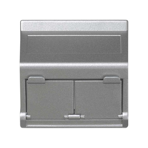 Наклонный адаптер на 2 RJ45 коннектора, защит.щторки, исп.совм. с MD67, К45, алюминий