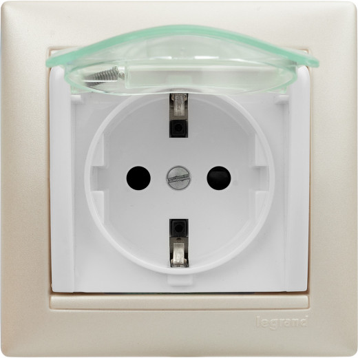 Розетка с заземлением IP44 - Legrand Valena - со шторками с защитной крышкой 16А 250В винтовые зажимы - белый