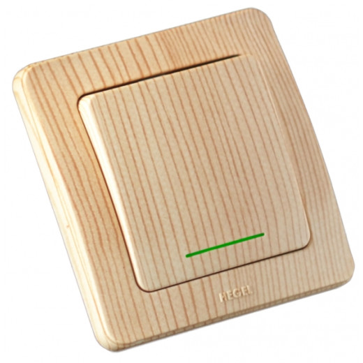 ВС10-312-02 Выключатель скрытой установки, одноклавишный, с индикацией, цвет сосна