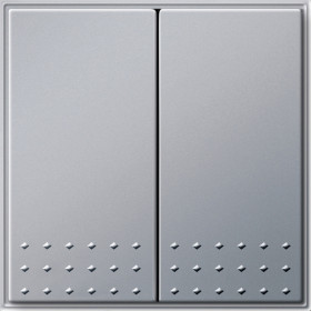 Gira TX-44 Алюминий Выключатель 2-клавишный нажимной (клавиши с самовозвратом)