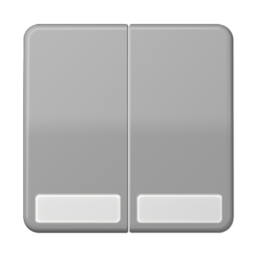 Клавиши для сдвоенных выключателей и кнопок с полем для надписи, серые