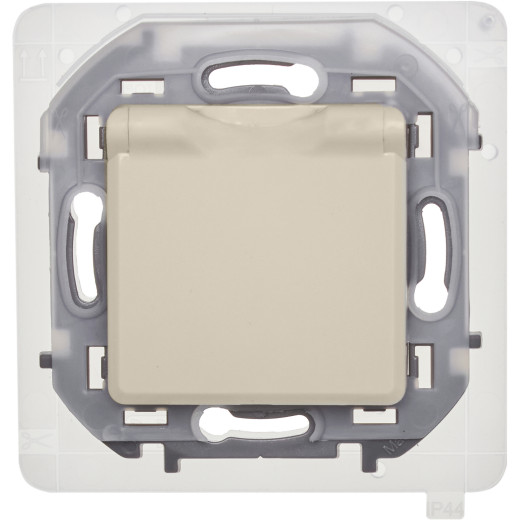 Розетка с заземлением IP44 - Legrand/Daccord Inspiria - со шторками с защитной крышкой 16А 250В винтовые зажимы - слоновая кость