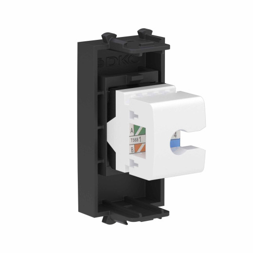 Компьютерная розетка RJ-45 без шторки модульная, кат.6А, Avanti, черный матовый, 1 модуль