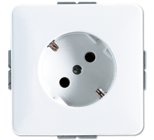 JUNG Штепсельная розетка SCHUKO с поворотом на 45°, 16A 250V~ центральная плата белая