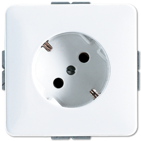 JUNG Штепсельная розетка SCHUKO с поворотом на 45°, 16A 250V~ центральная плата белая