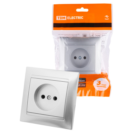 Розетка 2П 10А 250В серебр. металлик 