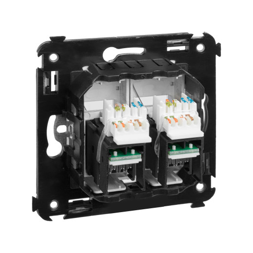 Компьютерная розетка RJ-45 в стену, кат.6А двойная, Avanti, закаленная сталь