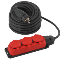 ЭРА Удлинитель силовой UK-3e-3x1,5-20m-IP44(KG) с заземлением 3 розетки каучук 20м КГ 3х1,5мм2 IP44