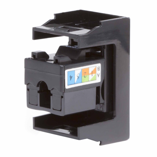 Компьютерная розетка RJ-45, кат. 6, 8P8C, Viva, черная, 1 модуль