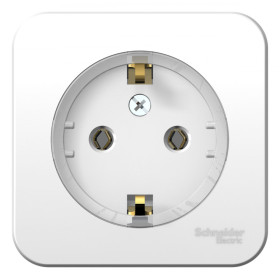 Systeme Electric Blanca наруж Бел Розетка с/з без шторок, (тонкая) 16А, 250В, изолир. пластина