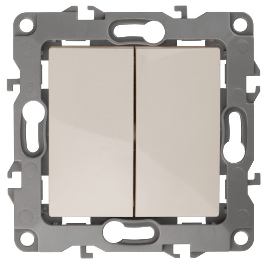 12-1106-02 ЭРА Переключатель двойной, 10АХ-250В, IP20, Эра12, слоновая кость (10/100/3200)