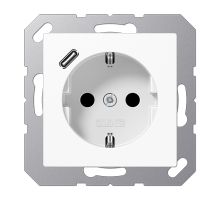 JUNG Розетка SCHUKO® с USB-зарядным устройством, тип С термопласт белый