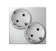 Simon 24 Алюминий Розетка двойная с заземлением Schuko 2х2Р+Е 16A 250В~