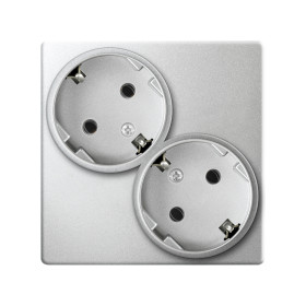 Simon 24 Алюминий Розетка двойная с заземлением Schuko 2х2Р+Е 16A 250В~