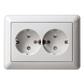Systeme Electric Wessen 59 Бел Розетка 2-ая с/з с защитными шторками (в сборе, с рамкой)