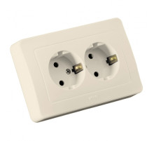 Hegel Мастер внутр Слоновая кость РС16-352-01 Розетка с/з двойная, со шторками