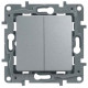 Выключатель двухклавишный - Legrand Etika - 10А 250В безвинтовые зажимы - алюминий
