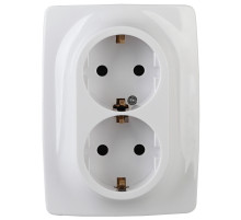 ЭРА Розетка Серия 12 12-2106-01 двойная с заземлением 2X2P+E Schuko 16A-250В IP20 белый