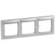 Рамка 3 поста - Legrand Valena - алюминий/серебряный штрих