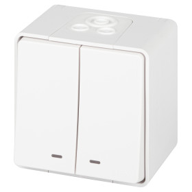 ЭРА Выключатель Эксперт 11-1505-01 двойной с подсветкой IP55 10АХ-250В ОУ белый